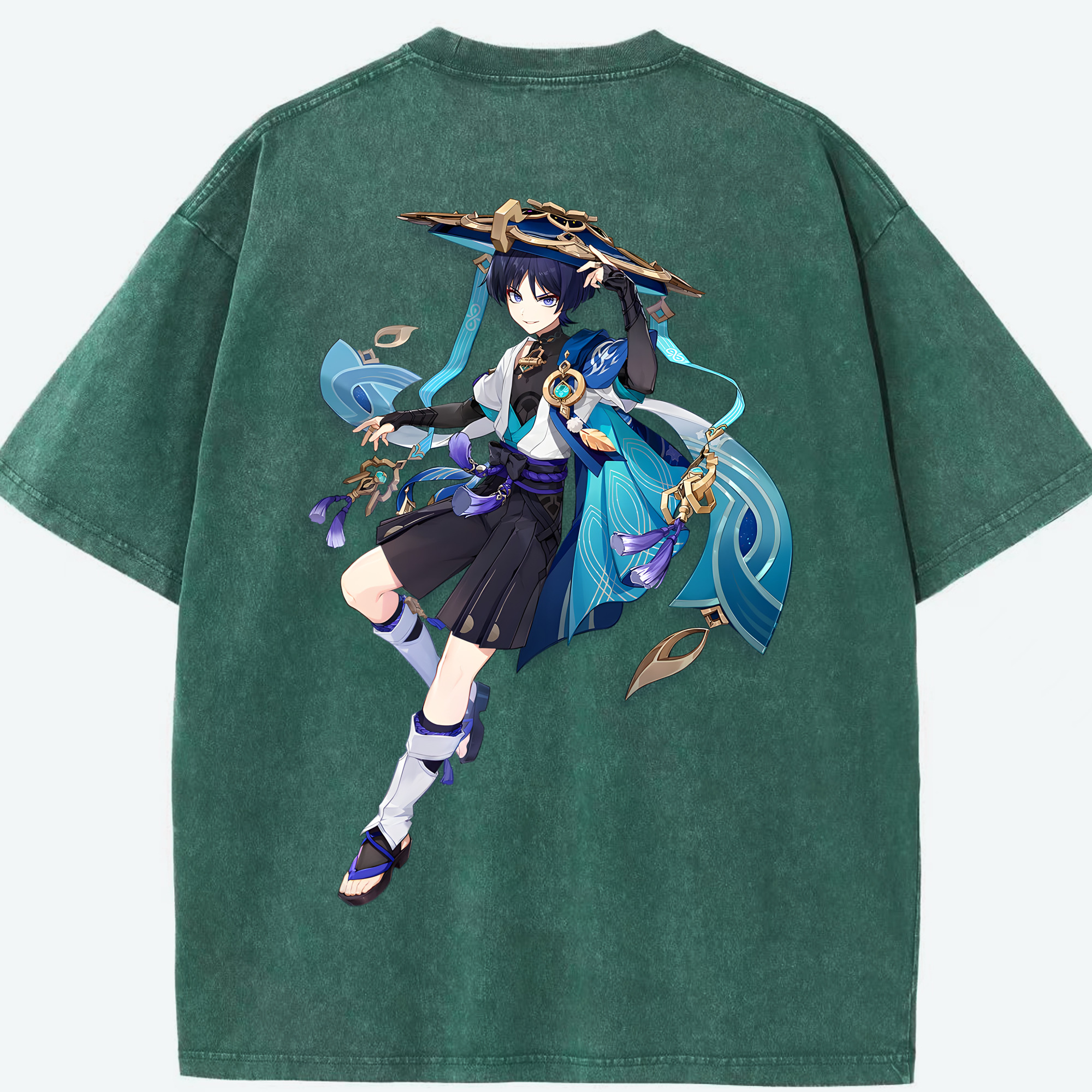 げんし神 さんペい genshin Sanpei 綿100% ヴィンテージ風 半袖Tシャツ（背面プリント）